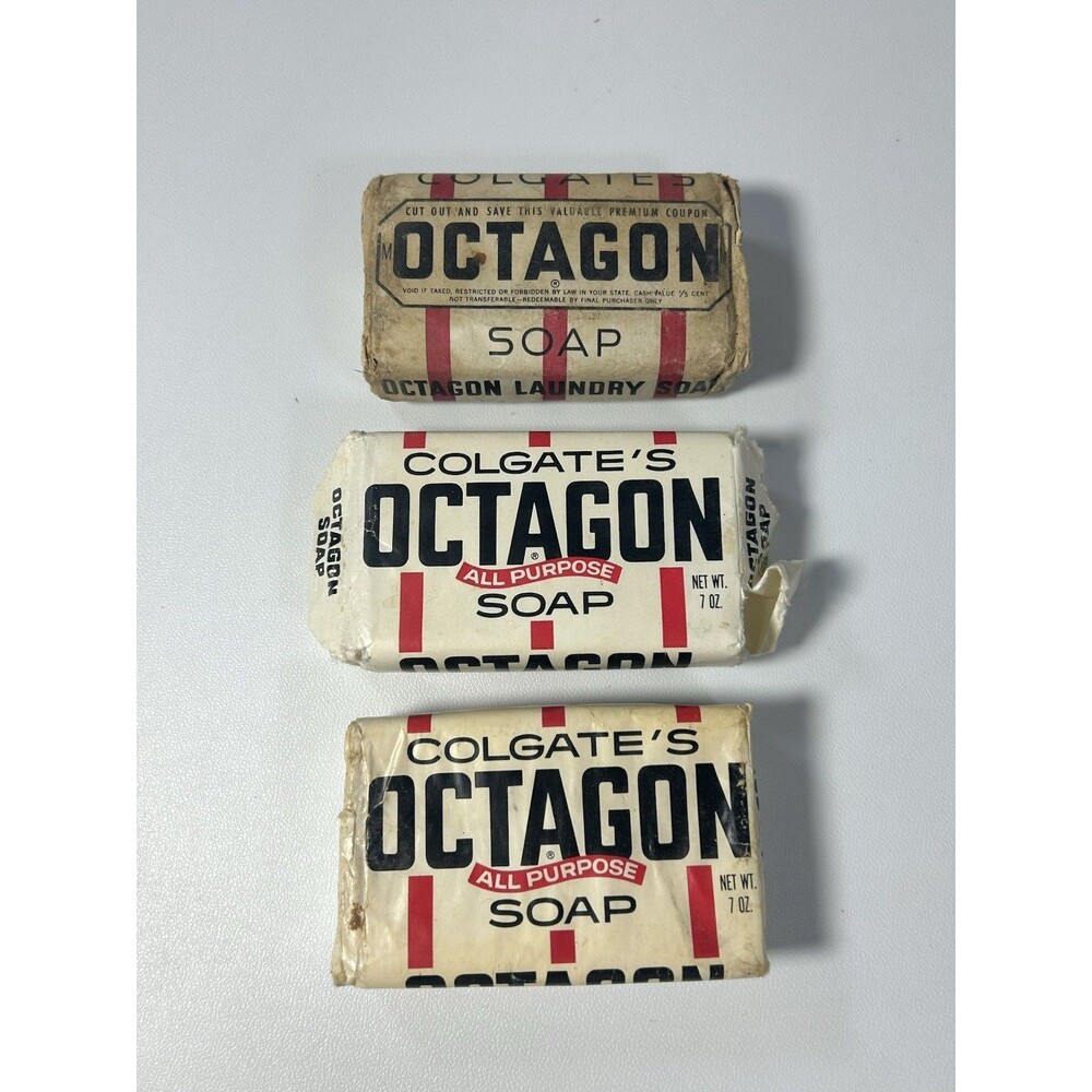 Colgate's All Purpose Octagon Soap 7 Ounce Bar Vintage LOT OF 3 NOS